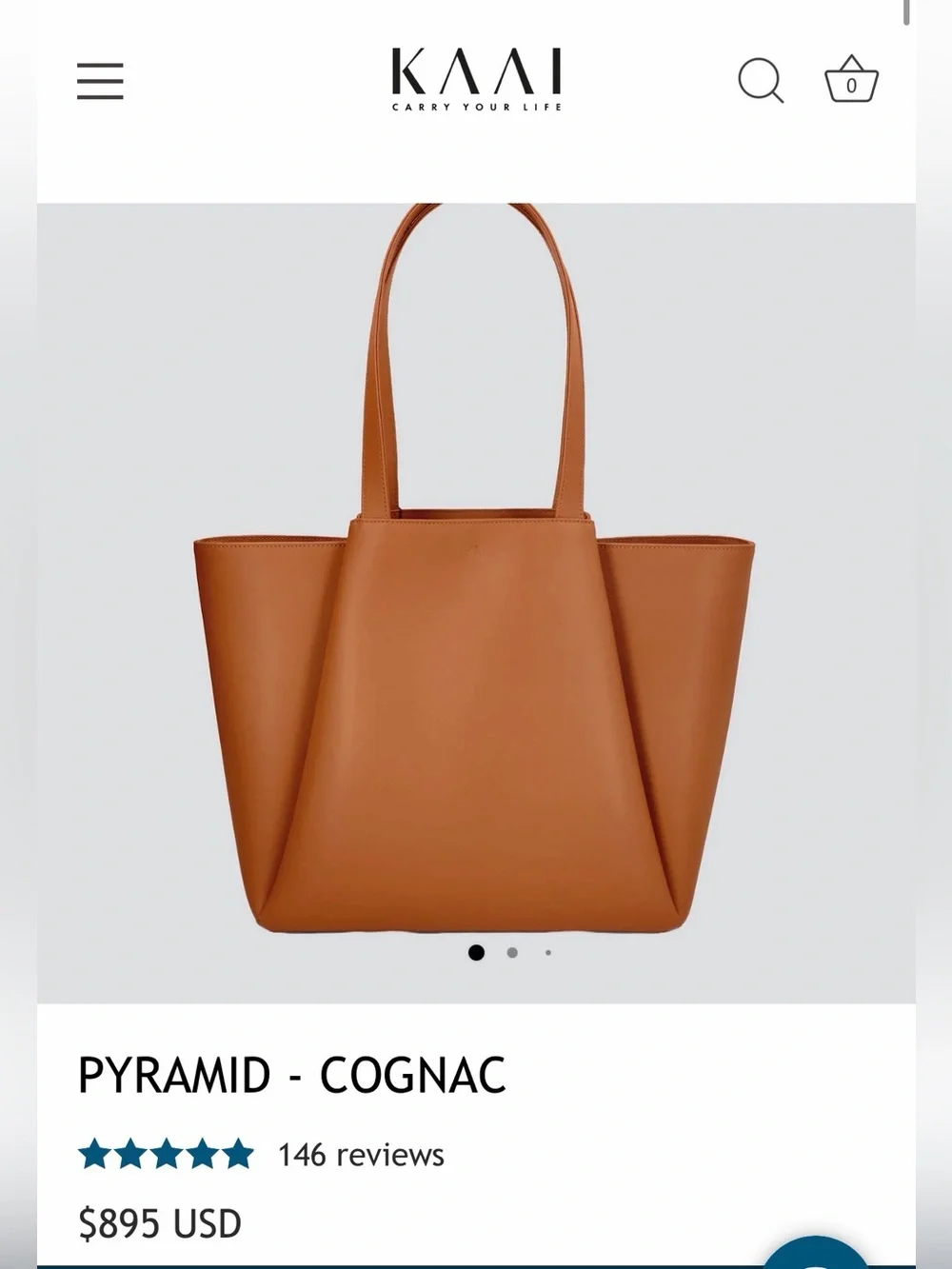 KAAI Pyramid Tote Bag - Cognac